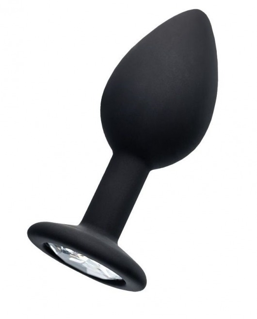 Черная анальная втулка с прозрачным стразом - 7,2 см. - POPO Pleasure - купить с доставкой в Твери