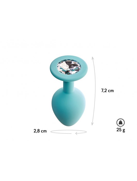 Аквамариновая анальная пробка с прозрачным кристаллом Gamma S - 7,2 см. - Le Frivole - купить с доставкой в Твери