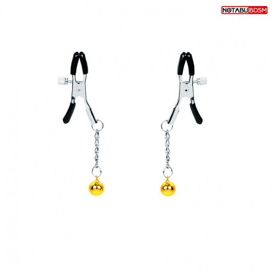 Оригинальные зажимы на соски с желтыми шариками - Notabu - купить с доставкой в Твери