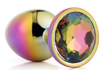 Голографическая анальная втулка с радужным кристаллом - 7,1 см. - Dream Toys - купить с доставкой в Твери
