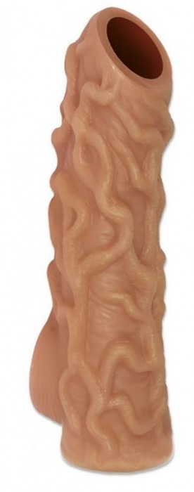 Телесная насадка с венками и открытой головкой Nude Sleeve L - 14 см. - KOKOS - в Твери купить с доставкой
