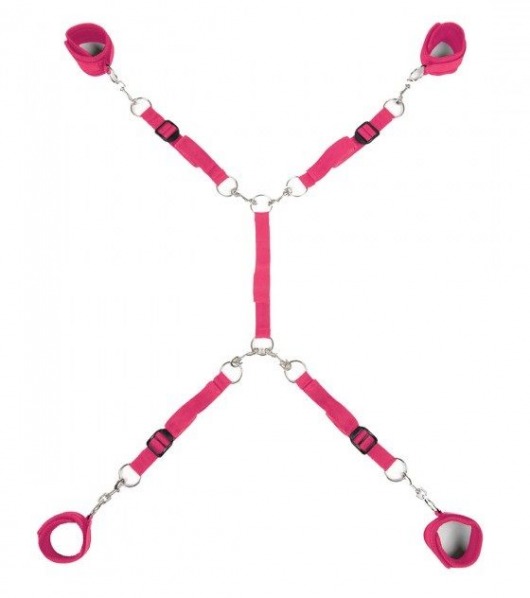 Ярко-розовый набор фиксаций на кровати Classic Bed Spreader - Lux Fetish - купить с доставкой в Твери