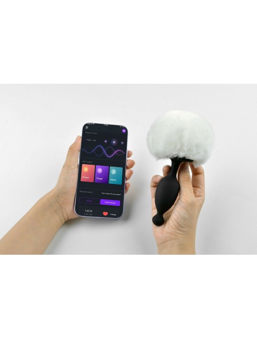 Черная анальная пробка с белым хвостиком Magic Bunny - Magic Motion