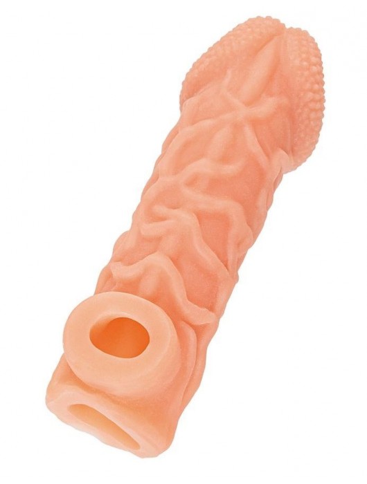 Телесная закрытая насадка с венками Cock Sleeve Size S - 13,8 см. - KOKOS - в Твери купить с доставкой