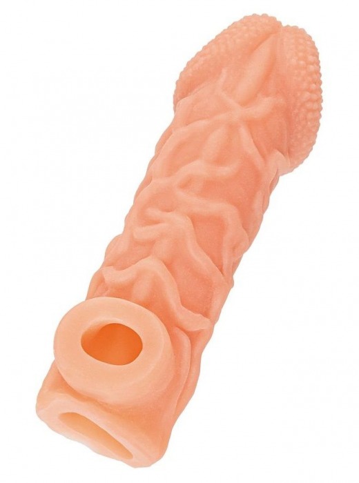 Телесная закрытая насадка с венками Cock Sleeve Size M - 15,6 см. - KOKOS - в Твери купить с доставкой