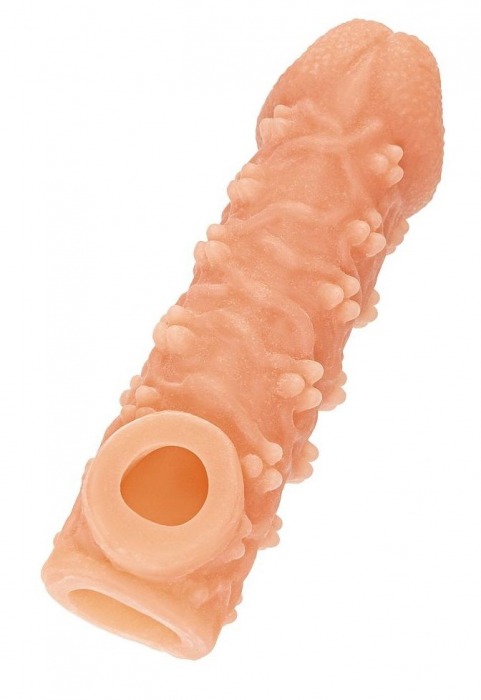 Телесная закрытая насадка с пучками шишечек Cock Sleeve Size L - 17,6 см. - KOKOS - в Твери купить с доставкой