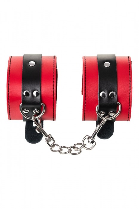 Красно-черные оковы на ноги из кожи - ToyFa - купить с доставкой в Твери