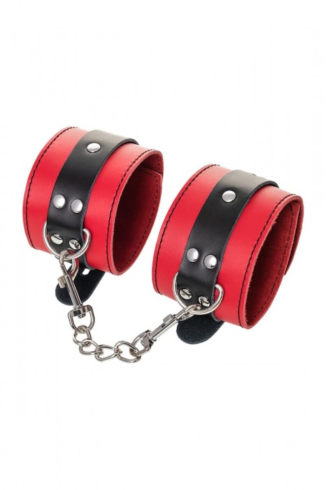 Красно-черные оковы на ноги из кожи - ToyFa - купить с доставкой в Твери