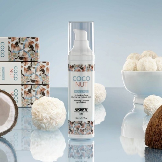 Разогревающее массажное масло с ароматом кокоса Gourmet Coconut - 50 мл. - Exsens - купить с доставкой в Твери