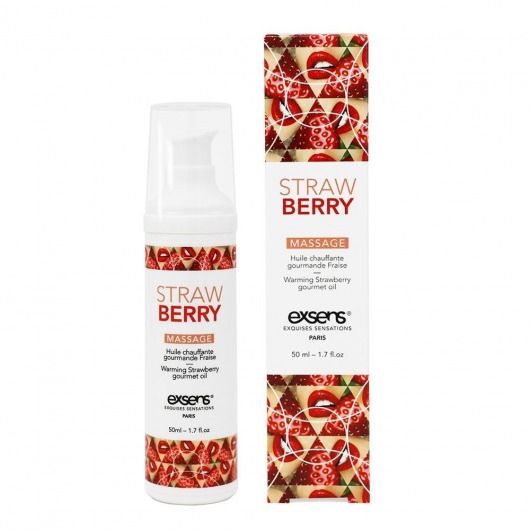 Разогревающее массажное масло  с ароматом клубники Gourmet Strawberry - 50 мл. - Exsens - купить с доставкой в Твери