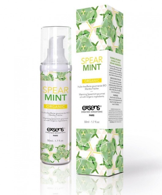 Разогревающее массажное масло Gourmet Spearmint Organic с органическими ингредиентами - 50 мл. - Exsens - купить с доставкой в Твери