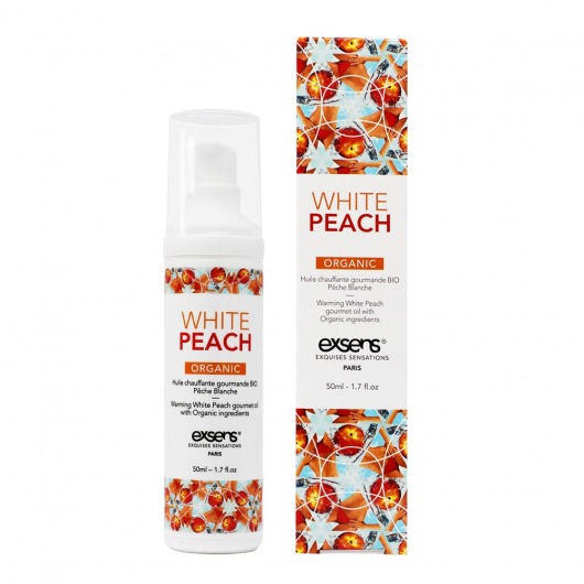 Разогревающее массажное масло Gourmet White Peach Organic с органическими ингредиентами - 50 мл. - Exsens - купить с доставкой в Твери
