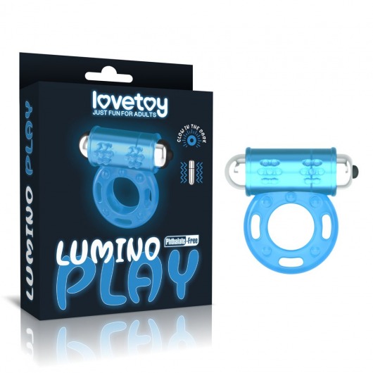 Голубое, светящееся в темноте эрекционное виброкольцо Lumino Play Vibrating Penis Ring - Lovetoy - в Твери купить с доставкой