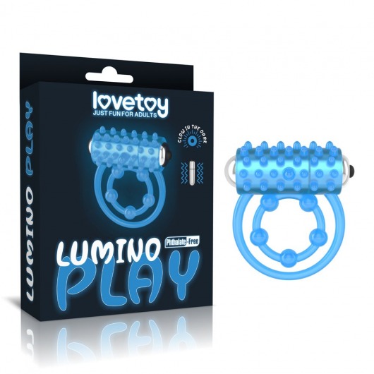 Голубое, светящееся в темноте виброкольцо Lumino Play Vibrating Penis Ring - Lovetoy - в Твери купить с доставкой