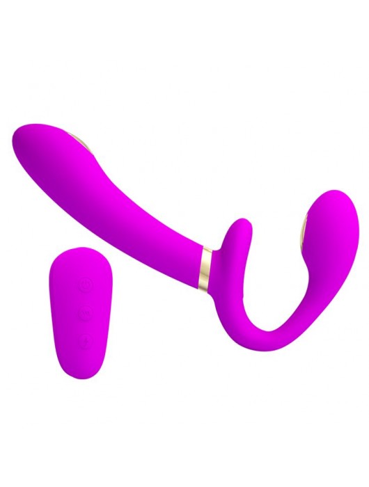 Лиловый безремневой страпон с функцией электростимуляции Thunderbird - Baile - купить с доставкой в Твери