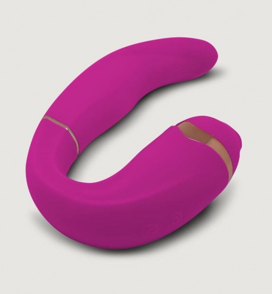 Ярко-розовый вибромассажёр зоны G с вакуумным клиторальным стимулятором My G - 17,4 см. - Adrien Lastic