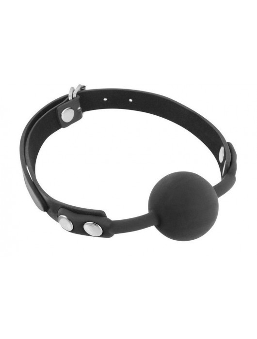 Черный силиконовый кляп-шарик на ремешках - Fetish Tentation - купить с доставкой в Твери