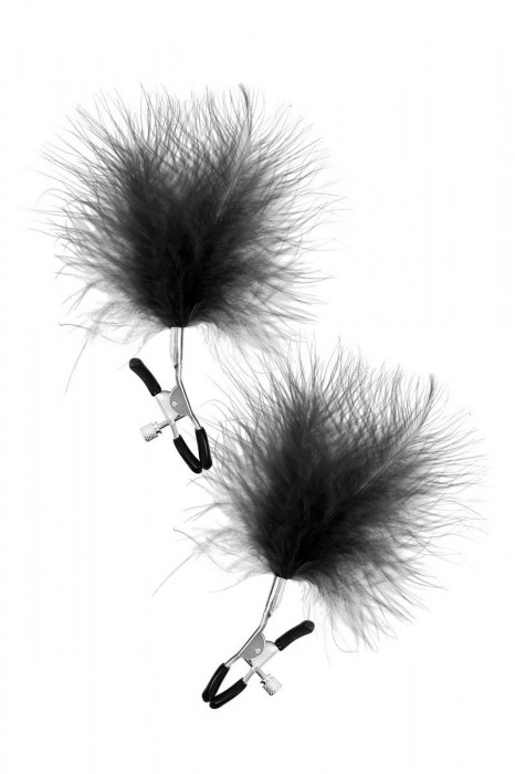 Зажимы на соски с черными пуховыми кисточками Sweet Caress Feather Nipple Clumps - Sweet Caress - купить с доставкой в Твери