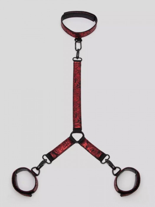 Ошейник с наручниками Reversible Faux Leather Collar and Wrist - Fifty Shades of Grey - купить с доставкой в Твери