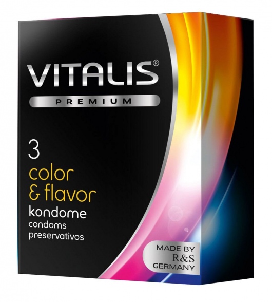 Цветные ароматизированные презервативы VITALIS PREMIUM color   flavor - 3 шт. - Vitalis - купить с доставкой в Твери