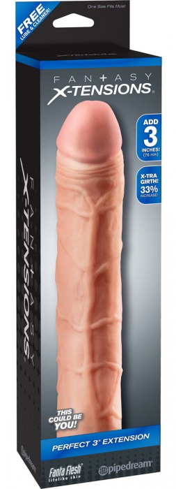 Телесная удлиняющая насадка Perfect 3 Extension - 22 см. - Pipedream - в Твери купить с доставкой