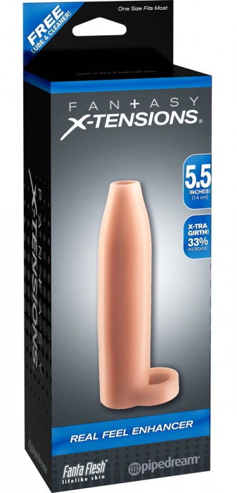 Насадка-расширитель с кольцом для подхвата мошонки Real Feel Enhancer - 14 см. - Pipedream - в Твери купить с доставкой