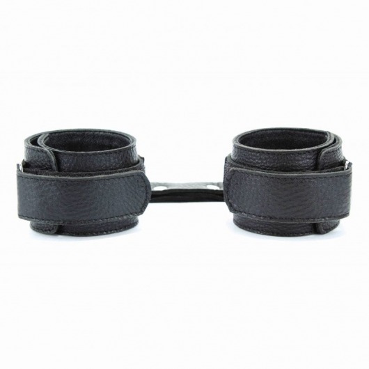 Чёрные кожаные наручники - БДСМ Арсенал - купить с доставкой в Твери