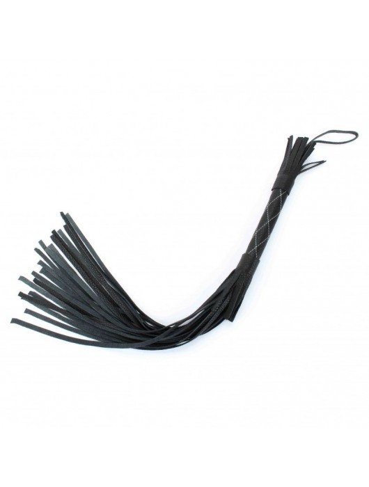 Аккуратная чёрная плетка  из натуральной кожи - БДСМ Арсенал - купить с доставкой в Твери