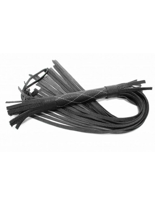 Аккуратная чёрная плетка  из натуральной кожи - БДСМ Арсенал - купить с доставкой в Твери