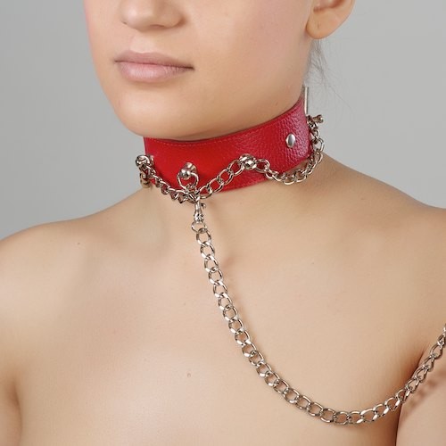 Красный ошейник из натуральной кожи - Sitabella - купить с доставкой в Твери