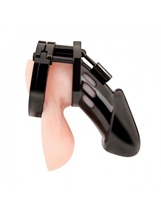 Черная акриловая клетка целомудрия для члена с замком - BlueLine - купить с доставкой в Твери