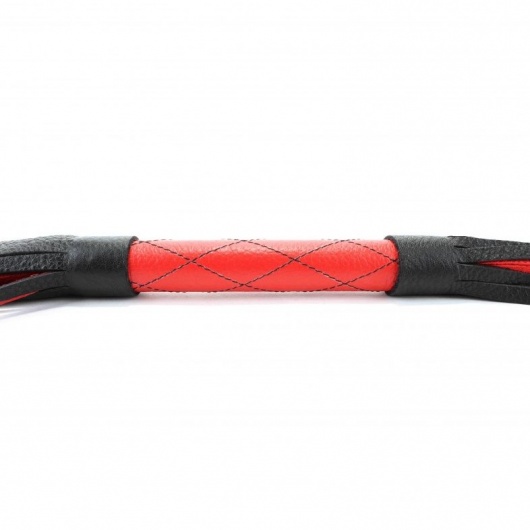 Красно-черная кожаная плётка - 51 см. - БДСМ Арсенал - купить с доставкой в Твери