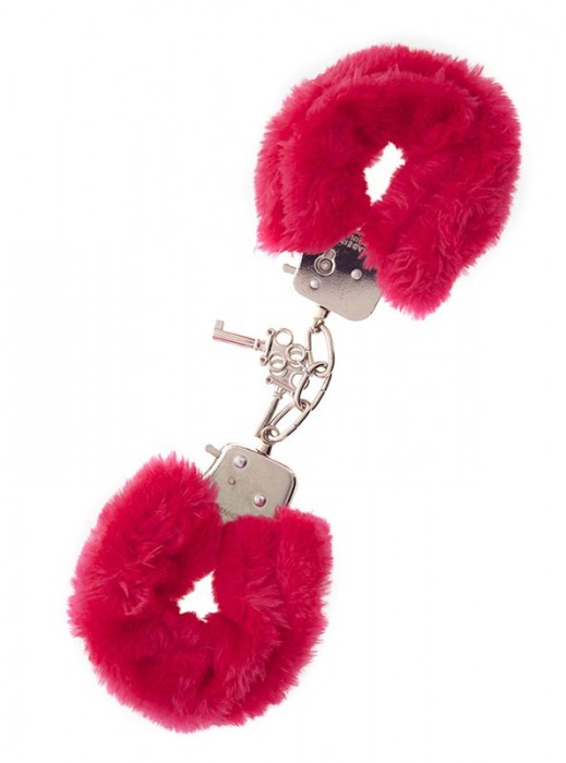 Металлические наручники с красной меховой опушкой METAL HANDCUFF WITH PLUSH RED - Dream Toys - купить с доставкой в Твери