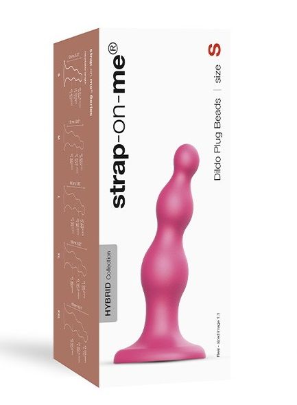 Розовая насадка Strap-On-Me Dildo Plug Beads size S - Strap-on-me - купить с доставкой в Твери