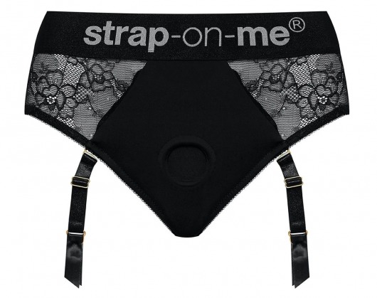 Черные трусики для насадок Diva Lingerie Harness - size S - Strap-on-me - купить с доставкой в Твери