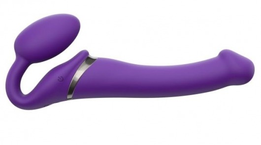 Фиолетовый безремневой вибрострапон Vibrating Bendable Strap-On - size L - Strap-on-me - купить с доставкой в Твери