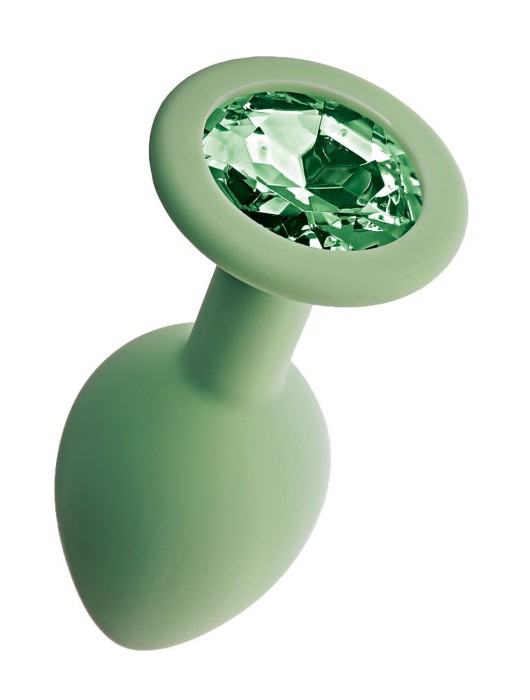 Салатовая анальная пробка с кристаллом Gamma-M - 8,1 см. - Le Frivole