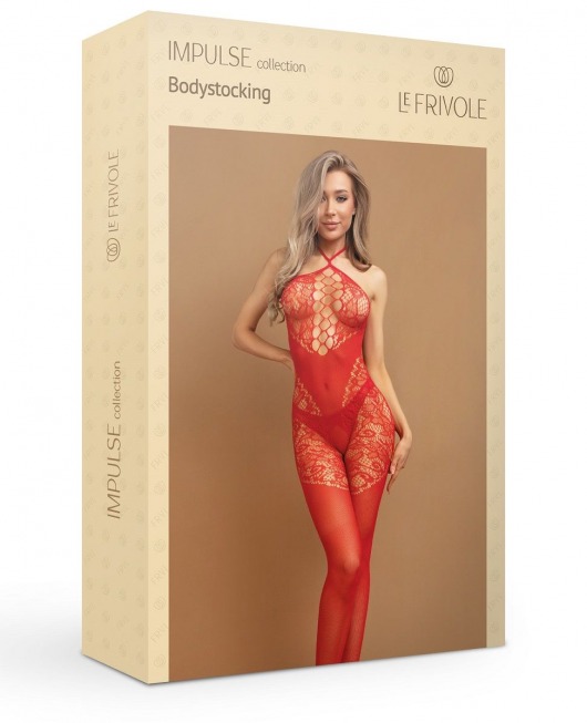 Красный боди-комбинезон с вырезом на груди - Le Frivole купить с доставкой