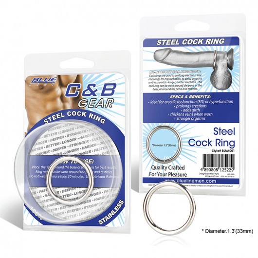 Стальное эрекционное кольцо STEEL COCK RING - 3.5 см. - BlueLine - в Твери купить с доставкой