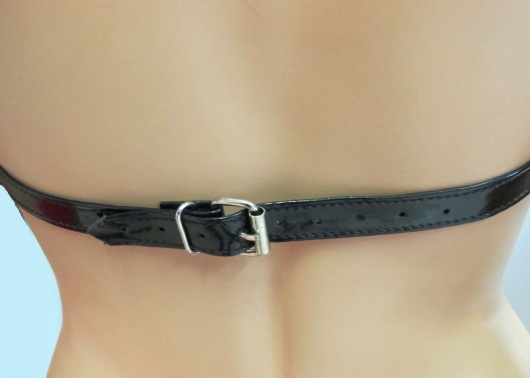 Женская лаковая кожаная сбруя - БДСМ Арсенал - купить с доставкой в Твери