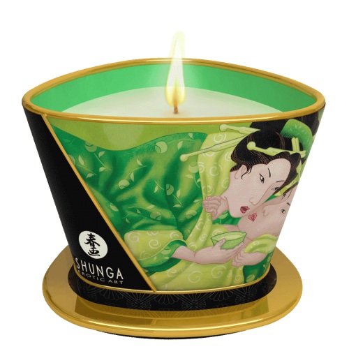 Массажная свеча Exotic Green Tea с ароматом зелёного чая - 170 мл. - Shunga - купить с доставкой в Твери