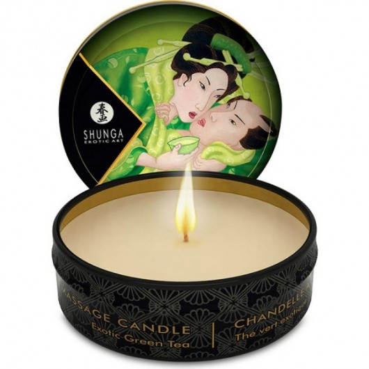 Массажная свеча Exotic Green Tea с ароматом зелёного чая - 30 мл. - Shunga - купить с доставкой в Твери