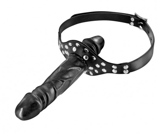 Черный кляп-фаллоимитатор Double Penis Gag - Fetish Tentation - купить с доставкой в Твери