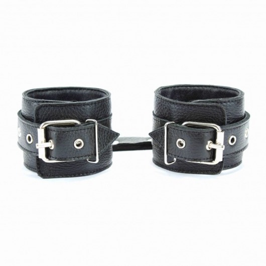 Чёрные кожаные оковы с клепками - БДСМ Арсенал - купить с доставкой в Твери