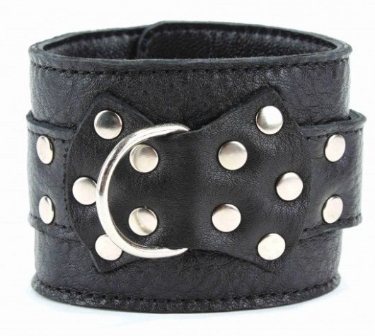 Чёрные наручники  из кожи с пряжкой - БДСМ Арсенал - купить с доставкой в Твери
