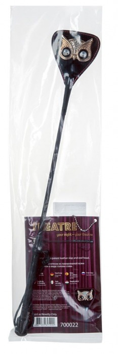 Чёрный стек с совой на кожаном наконечнике - 24 см. - ToyFa - купить с доставкой в Твери