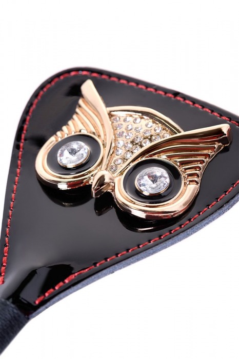 Чёрный стек с совой на кожаном наконечнике - 24 см. - ToyFa - купить с доставкой в Твери