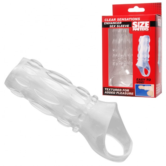 Насадка на пенис с кольцом для мошонки Clear Sensations Enhancer Sex Sleeve - 11,5 см. - XR Brands - в Твери купить с доставкой
