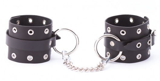 Черные кожаные оковы с люверсами - Crazy Handmade - купить с доставкой в Твери