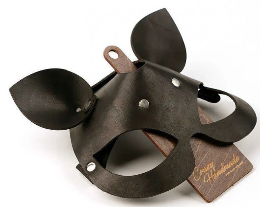 Черная кожаная маска  Кошка  с маленькими ушками - Crazy Handmade - купить с доставкой в Твери